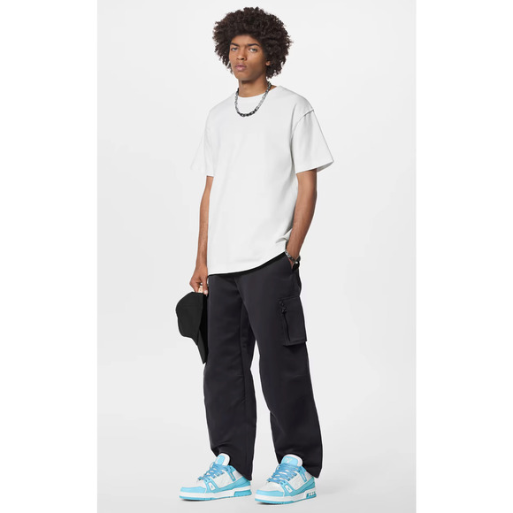 Louis Vuitton Sky Blue Empreinte White Leather Low Trainer Sneaker UK 9 US 10 11 - Picture 5 of 16